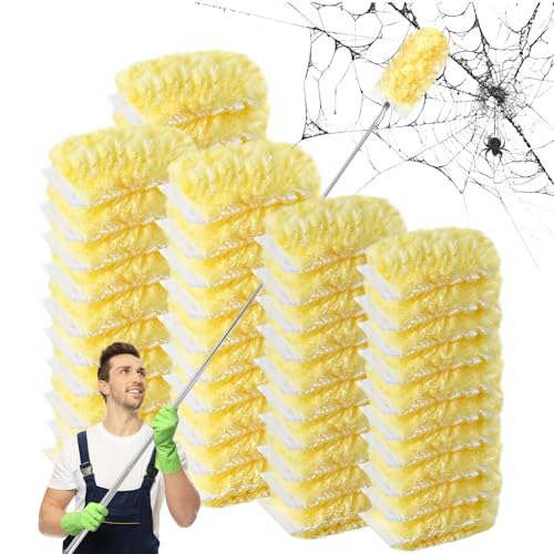Frescares Duster RefillsStatic Dust Removal Brush Disposable Replacement Head Compatible with Swiffer Duster Refills for Electronics Furniture Blinds Ceiling Fans Yellow 30 Refills1 Extension Pole - Image 1