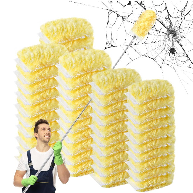 Frescares Duster RefillsStatic Dust Removal Brush Disposable Replacement Head Compatible with Swiffer Duster Refills for Electronics Furniture Blinds Ceiling Fans Yellow 30 Refills1 Extension Pole - Image 2