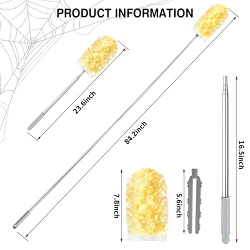 Frescares Duster RefillsStatic Dust Removal Brush Disposable Replacement Head Compatible with Swiffer Duster Refills for Electronics Furniture Blinds Ceiling Fans Yellow 30 Refills1 Extension Pole - Image 3
