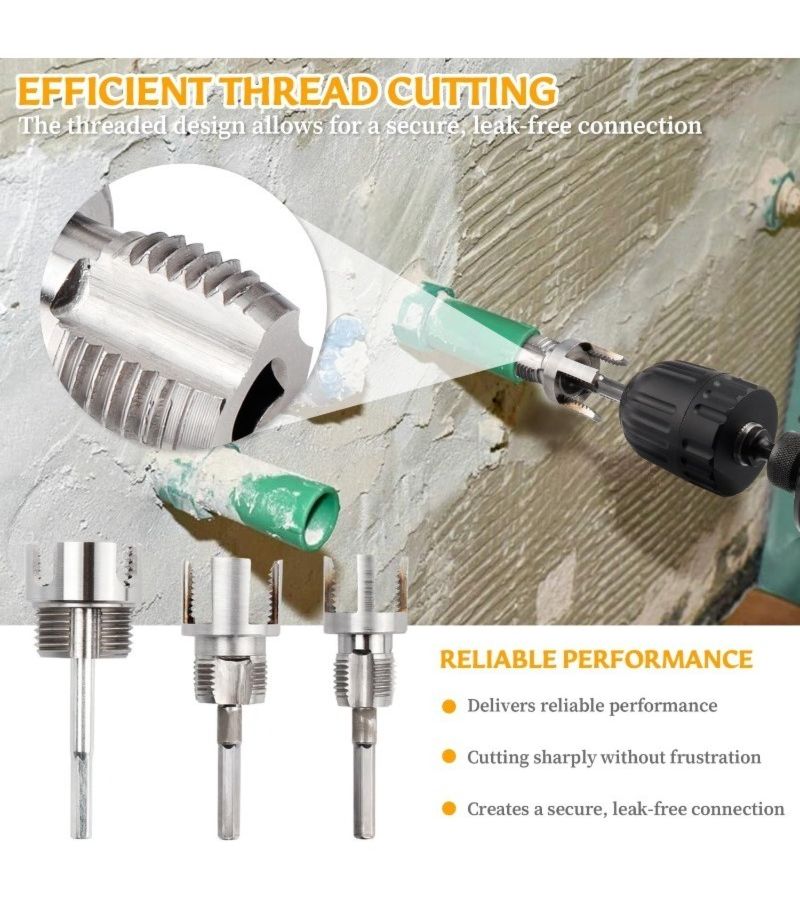 4 Piece Heavy Duty Pipe Threading Tool Set For Drill Presses 1 2 3 4 Inch - Image 4