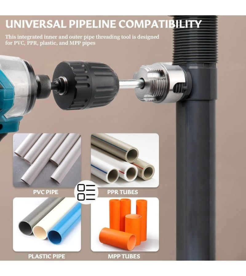 4 Piece Heavy Duty Pipe Threading Tool Set For Drill Presses 1 2 3 4 Inch - Image 2