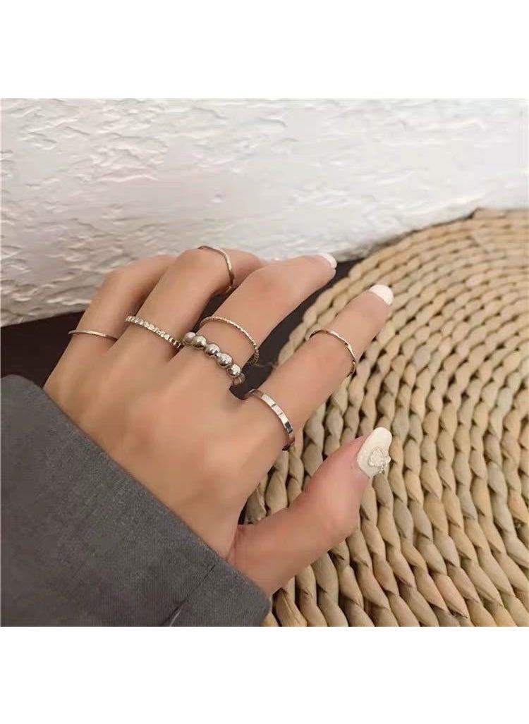 Generic Chic Chinese Style Sweet Bamboo Bracelet Set M1360 "eight-piece ring" silver 