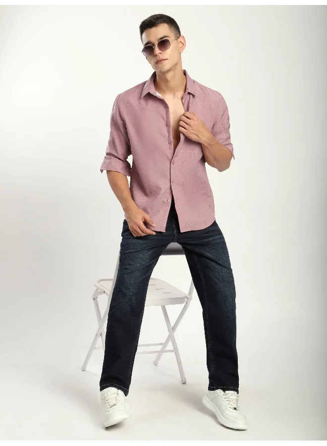 Beyoung Light Mauve Crushed Shirt