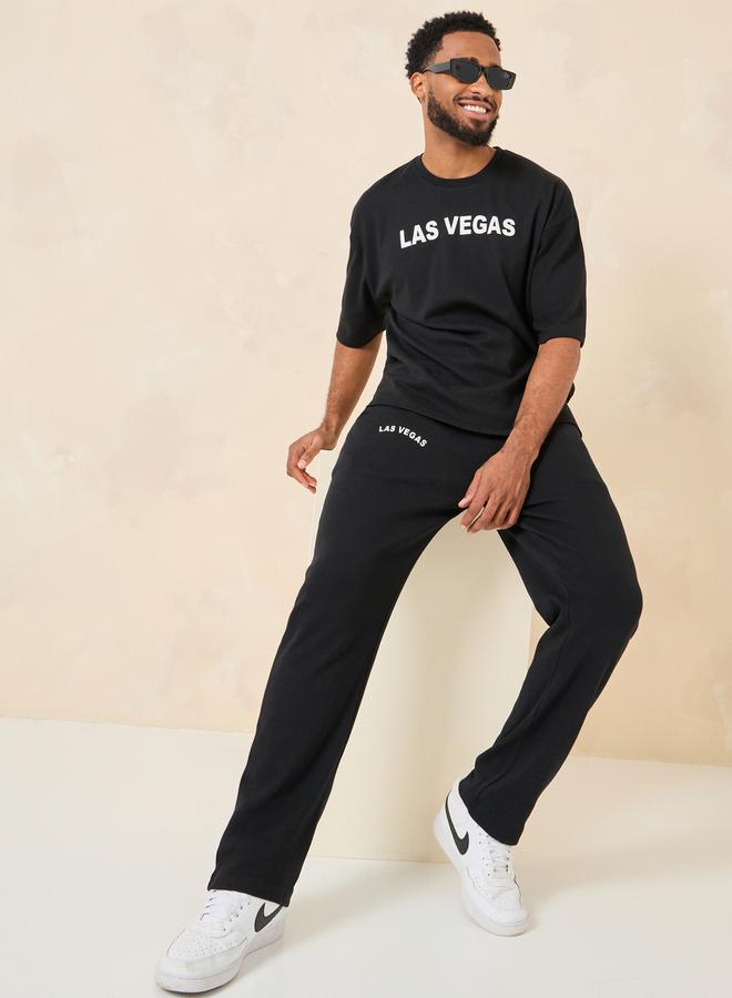 ستايلي طقم تي شيرت كبير مطبوع وبنطلون رياضي عادي - Image 1