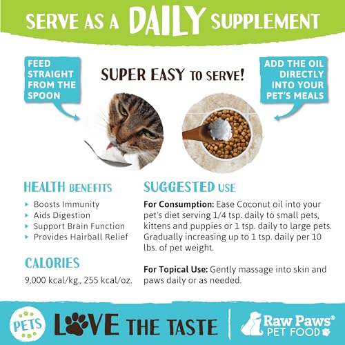 Raw Paws Virgin Organic Coconut Oil for Dogs & Cats, 4-oz - Treatment for Itchy Skin, Dry Nose, Paws - Hot Spot Lotion - Natural Hairball Remedy for Cats - Image 4