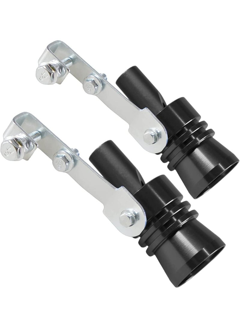 2 Pcs Universal Aluminum Turbo Sound Whistle Exhaust Muffler, Pipe BOV Blow off Valve, Compatible with Truck, Motorcycle, Cars, Dirt Bike and Scooter Simulator, XL-Black - Image 1