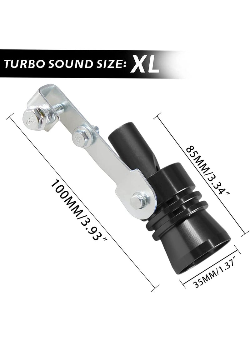 2 Pcs Universal Aluminum Turbo Sound Whistle Exhaust Muffler, Pipe BOV Blow off Valve, Compatible with Truck, Motorcycle, Cars, Dirt Bike and Scooter Simulator, XL-Black - Image 2