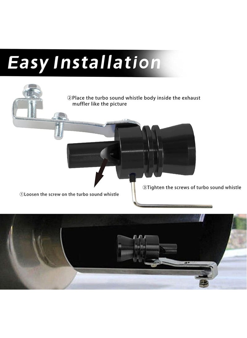 2 Pcs Universal Aluminum Turbo Sound Whistle Exhaust Muffler, Pipe BOV Blow off Valve, Compatible with Truck, Motorcycle, Cars, Dirt Bike and Scooter Simulator, XL-Black - Image 5