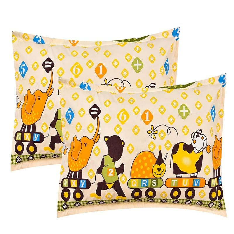 CLICKCART Glace Cotton Prime Collection Ultrasoft Skin Friendly Cartoon Print for Kids Flat Double Bedsheet with 2 Pillow Covers 90 x 100 Inch Multi Animals Kidzee2  - Image 3