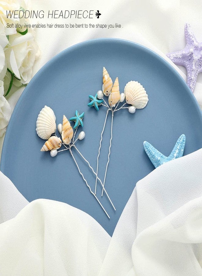 Yean Wedding Hair Pins Seashell Hair Piece Bridal Accessories Silver Starfish Hair Piece Hair Clip for Women and Girls - Image 2