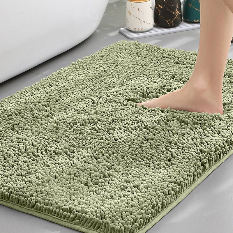 Shower Room Floor Mat, Absorbent Chenille Rug for Bathroom Entrance - Non-Slip, Machine-Washable, Modern Design