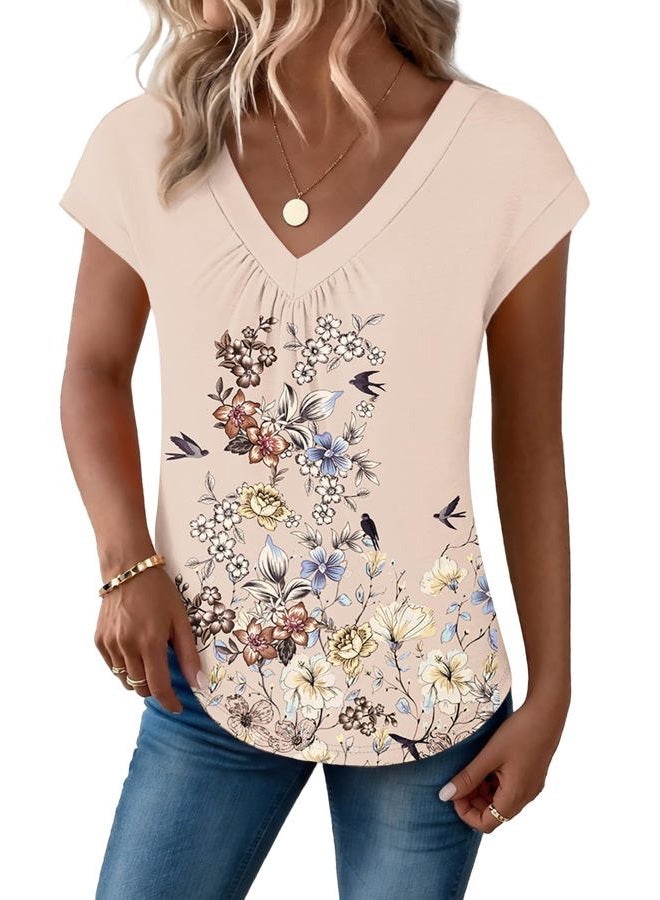 zeagoo Womens Tops Short Sleeve V Neck Shirts Summer Dressy Casual Business Clothes Work Blouses Fashion Clothing Outfits - Image 4