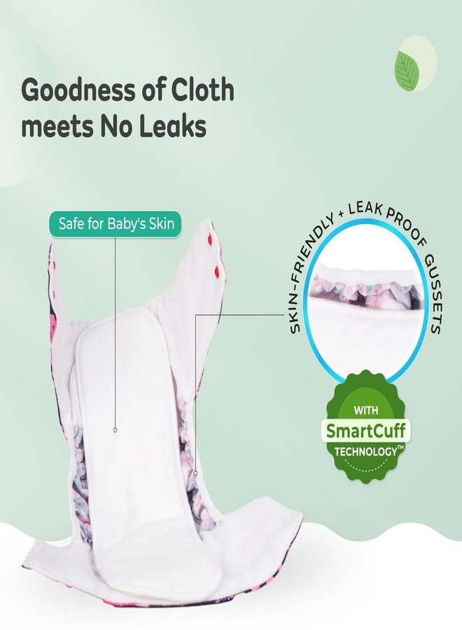 Mylo Leak-Proof Baby Cloth Diaper Combo (3 Diapers + 3 Inserts) | Free Size (3M-3Y) | High Absorption | Quick Dry | Oeko-Tex Certified | Washable - Rainbow, Purple Love & Pet Love - Image 3