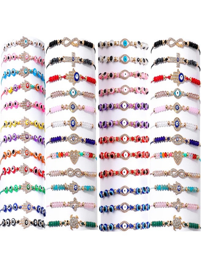 Bovemee 48 Pcs Evil Eye Bracelets Mexican Bracelets Hamsa Bracelet Set Protection Mal De Ojo Bracelets Gold Evil Eye Anklets Jewelry Gift for Women Men - Image 1