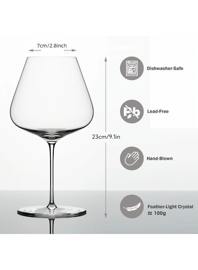 Hand-Blown Ultra Thin Crystal Wine Glasses Set of 2, 930ml Large Bowl Long Stemmed Glassware Lead-Free - for Daily Use, Wedding Anniversary or Birthday - Image 2