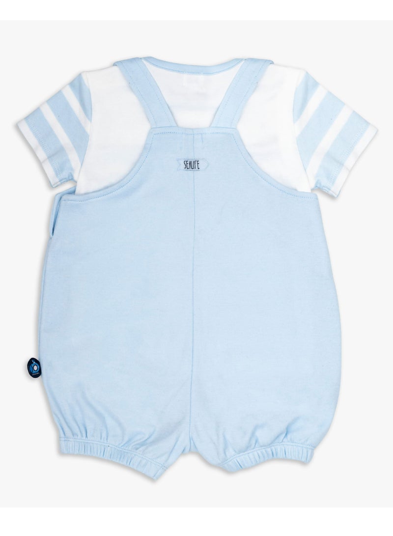 Moon تي شيرت ودنغري 100% قطن - أزرق - الغواصة الصغيرة - Image 2