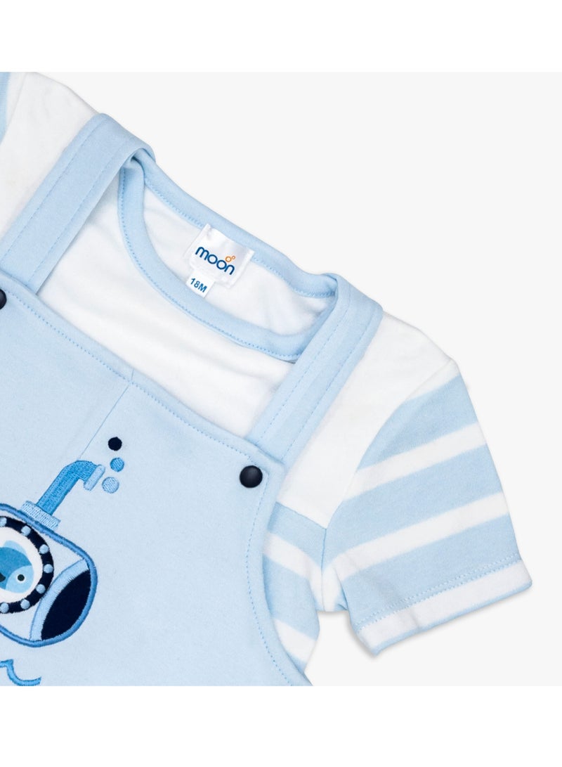 Moon تي شيرت ودنغري 100% قطن - أزرق - الغواصة الصغيرة - Image 3