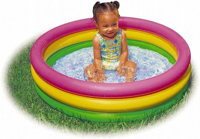 LONGMIRE Sunset Glow 3 Ft Round Swimming Pool for Kids | Inflatable Round Colourful Ring Baby Pool Portable Baby Bath tub | 0-5 Years | Indoor & Outdoor (Multi Color) - Image 3