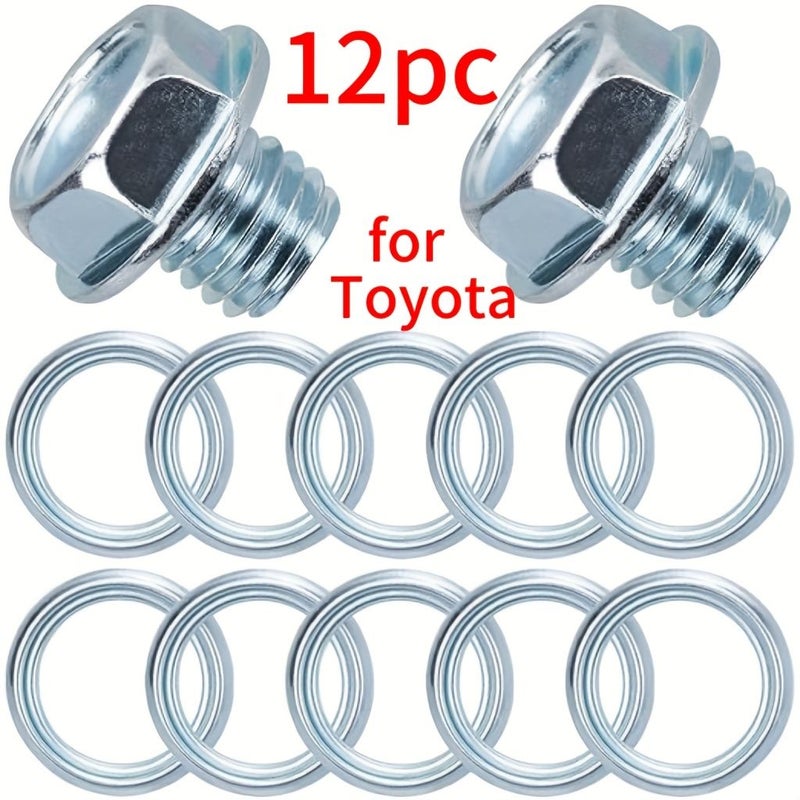 12 Pcs Transmission Drain Plug 2 Screws With 10 Washers Kit For Toyota 4Runner Corolla Land Cruiser RAV4 Sequoia Tacoma Tundra Lexus GS GX IS LC LS LX RC SC 1978 On - Image 1