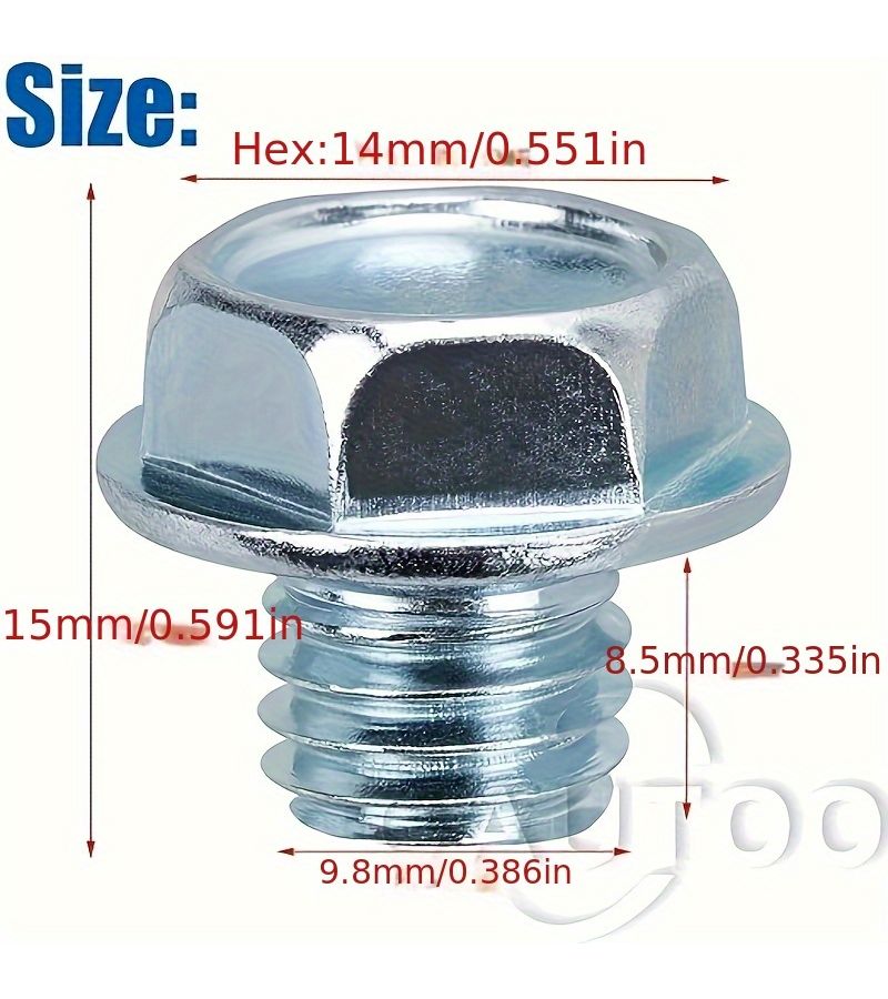 12 Pcs Transmission Drain Plug 2 Screws With 10 Washers Kit For Toyota 4Runner Corolla Land Cruiser RAV4 Sequoia Tacoma Tundra Lexus GS GX IS LC LS LX RC SC 1978 On - Image 3