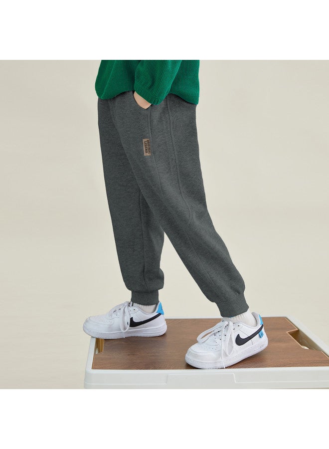 Soft And Warm】kids' Pants Winter Boys Fleece-lined Joggers Fashion Versatile Casual Sweatpants For Big Kids - Image 4