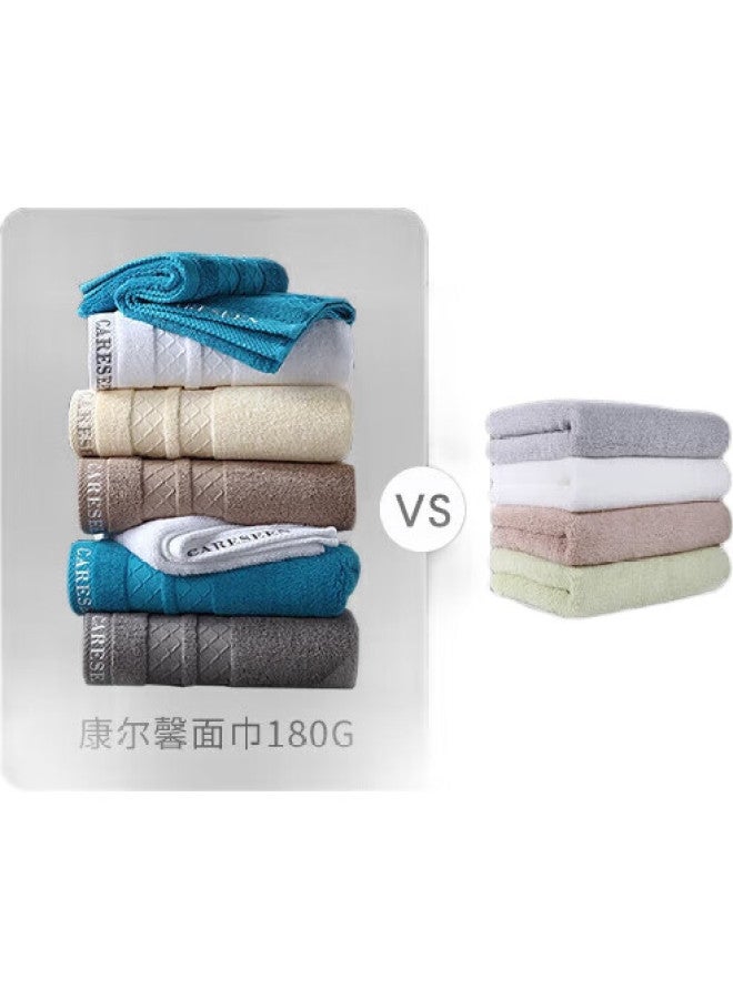 Canasin Hotel Towels, Pure Cotton Thickened Absorbent Face Towels, 2-Pack Face Towels, Blue + Gray, 75*40Cm, 180G - Image 2