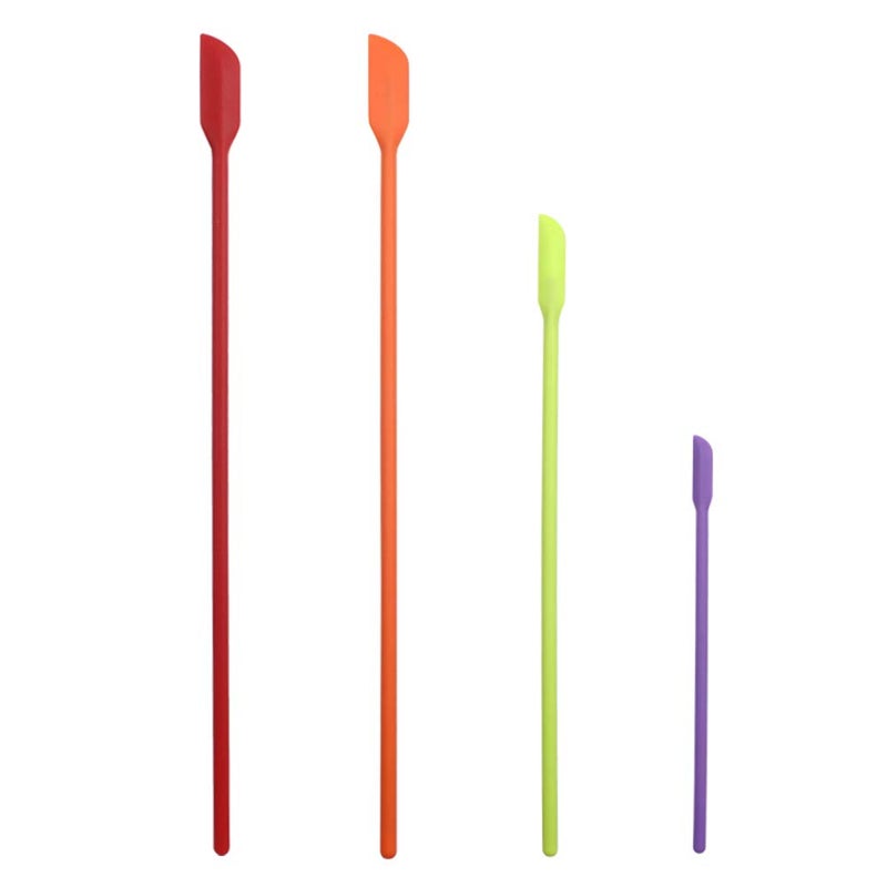 BICASUU Mini Spatula Silicone Small for Makeup Spatula Thin Jar Spatula for Thin JarKitchen BottlesCosmetic Bottles 4Pack Multicolor