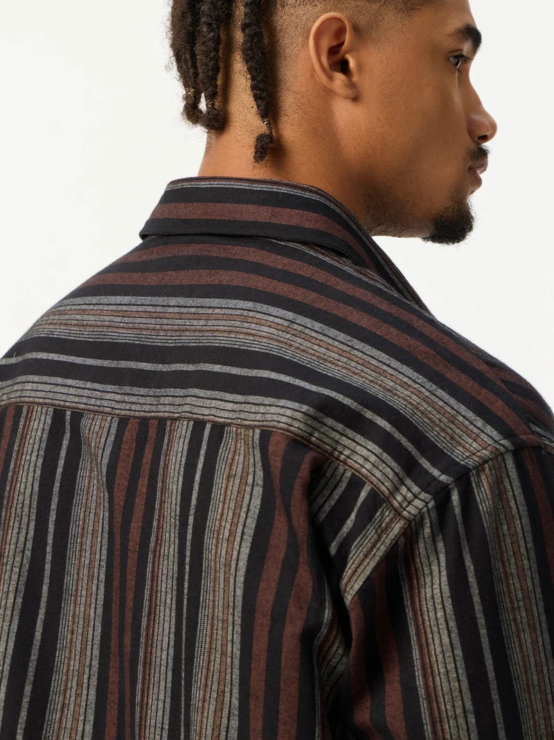 The Souled Store  The Souled Store: Roman Men and Boys Long Sleeve Spread Collar Black Geometric Print Cotton Regular Shirt  | Best Price UAE