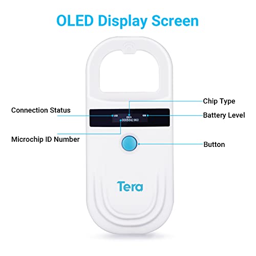 Tera Pet Microchip Reader Scanner with D-Ring RFID Portable Animal Chip ID Scanner with OLED Display Screen Rechargeable Data Storage Tag Scanner EMID FDX-B(ISO11784/85) for Dog Cat Animal Management - Image 3