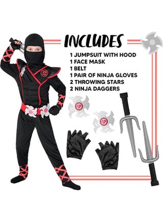 BIQIQI Costume Déguisement Ninja Enfants, 18Pcs Ensemble Ninja Costume