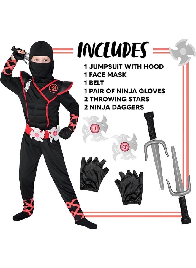 GROIC - Ninja Costume for Boys Kids Costume Boy Ninja Muscle Costume With Ninja Foam Accessories Best Children Gift - Image 1
