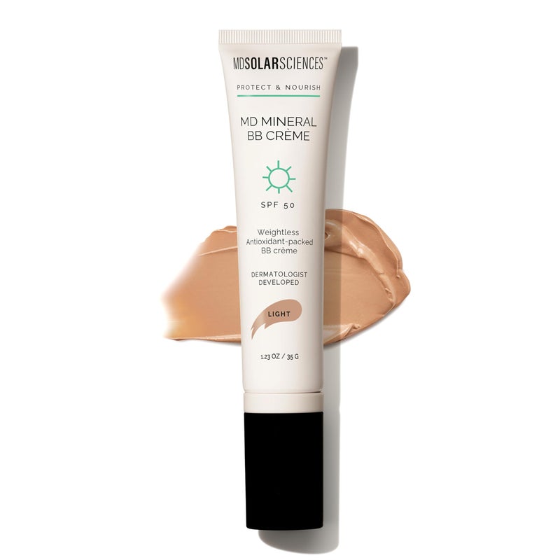 MDSolarSciences Mineral BB Creme SPF 50 | Hydrating, Sheer Tinted Mineral Sunscreen with Niacinamide, Caffeine & Squalane | Blurring, Anti-Aging, Clean & Reef Safe | Light 1.23 oz - Image 1