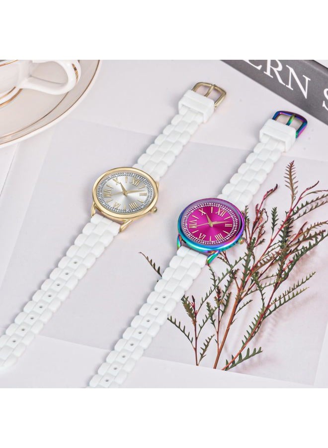 Bisley Women Watch White Watch Silicone Strap Watch - Image 5