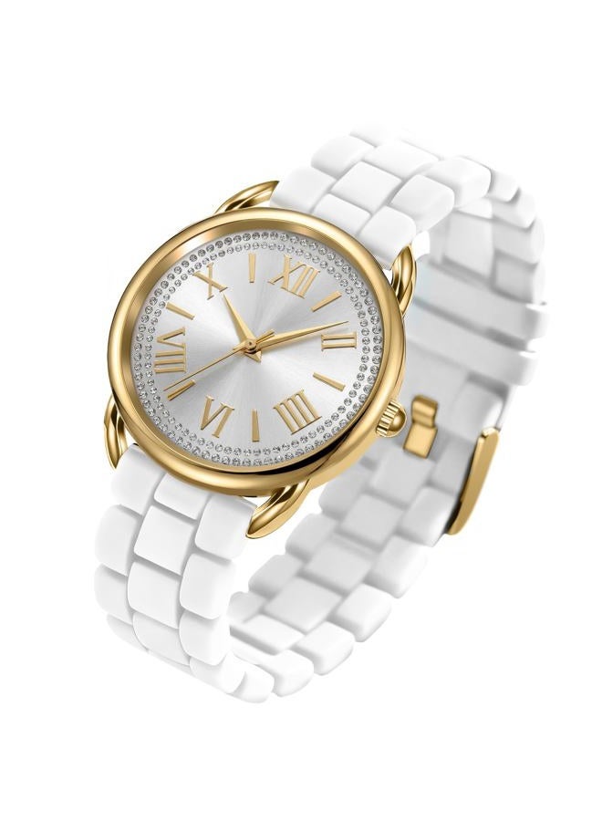 Bisley Women Watch White Watch Silicone Strap Watch - Image 1