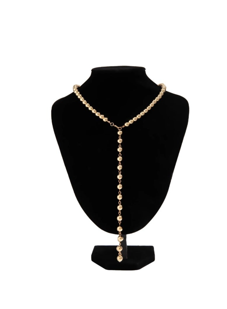 New Fashion Long Pearl Beaded Lariat Necklace For Women Gold Dainty Adjustable Y Pearl Choker Necklace Bead Drop Necklace Wedding Bridal Party Jewelry Accessories - Image 3