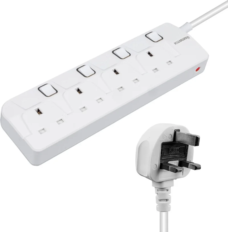 إيه واي تي Yamatık VE-BETA104 A Class 4 Separate Switched British Socket 2 Meters Thermal Current Protected Group Socket (Made In Malaysia)