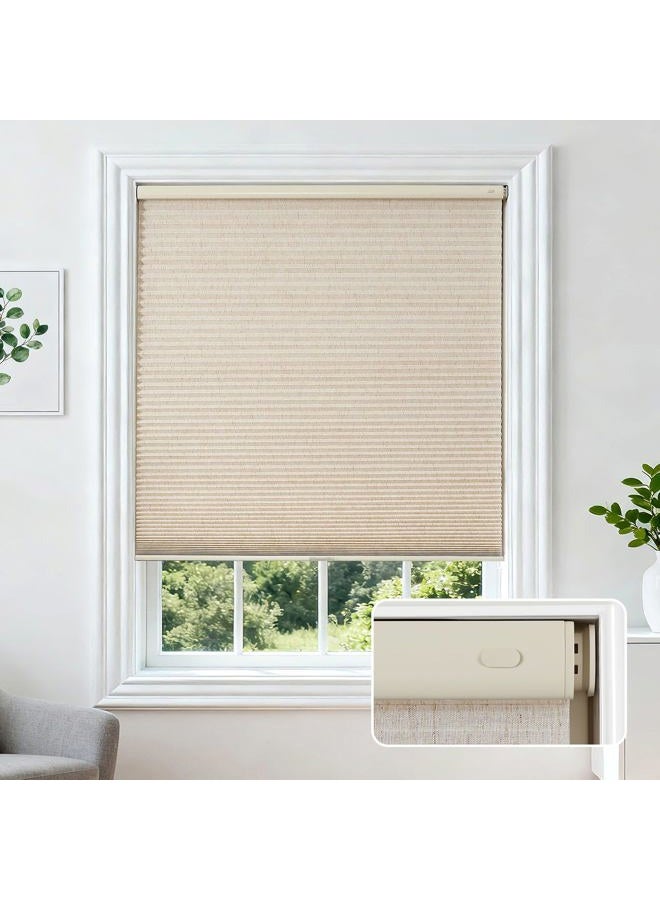 Joydeco No Drill Linen Cellular Blinds for Indoor Windows, Light Filtering Cordless Cellular Shades for Thermal Insulation Noise Reduction, Window Shades for Home (Linen Cream, 20" W x 64" H) - Image 1