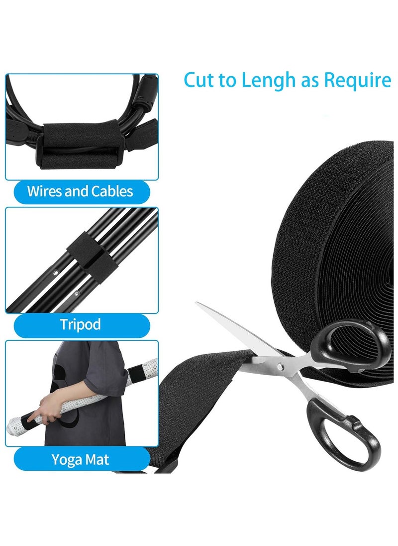 Adjustable Cable Straps, Hook and Loop Straps with 20 Buckles, Free Cut Self Securing Strap, Reusable Nylon Securing Cord Ties for Cable Organiser Storage (2.5cm x 6m)
