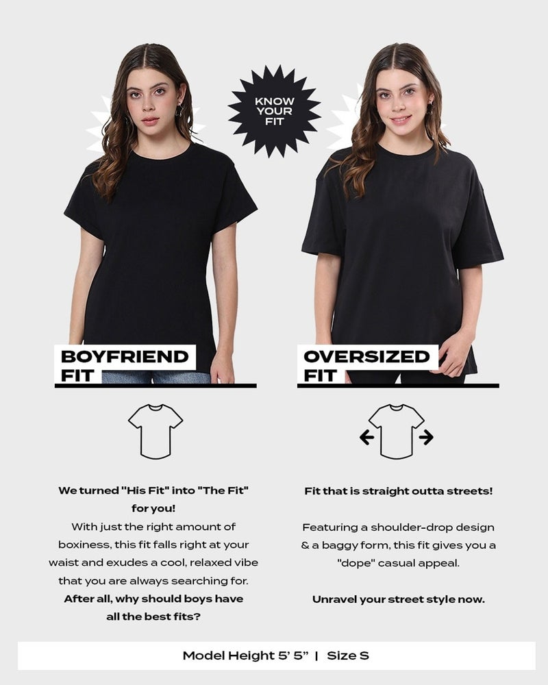 bewakoof Women's Black Tropical Vibes Typography Oversized T-shirt - Image 3