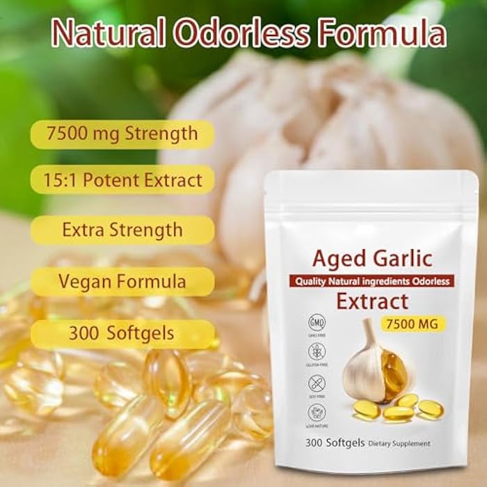 JXSVR Aged Garlic Extract, 300 Softgels, Odorless Garlic 15:1 Extract Formula, 2 Years Matured Aged Garlic Extract | Heart & Immune Antioxidant Supplements, Vegetarian, All-Natural, Non-GMO (1) - Image 2