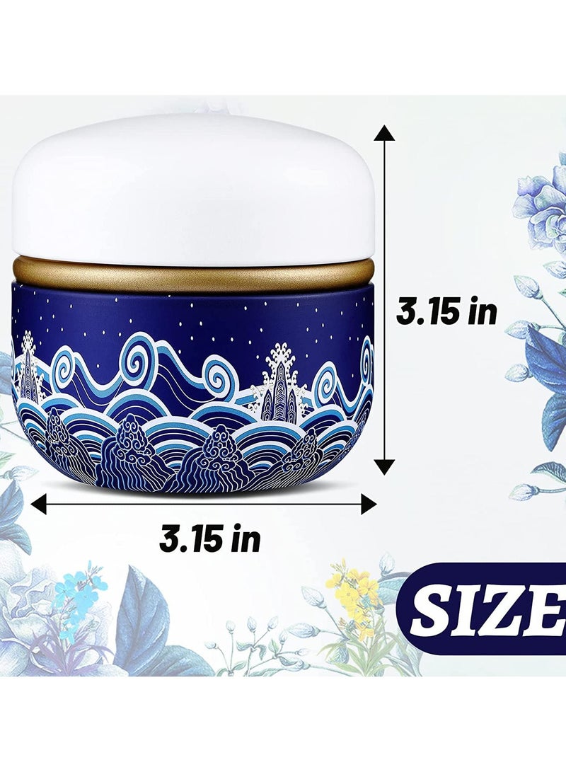 GNAFOTU Body Powder Case with Powder Puff Powder Container Tea Canister for Baby and Adult Body Talcum Powder Tea Box (Blue Sea)  - Image 3