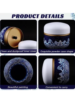GNAFOTU Body Powder Case with Powder Puff Powder Container Tea Canister for Baby and Adult Body Talcum Powder Tea Box (Blue Sea)  - Image 4