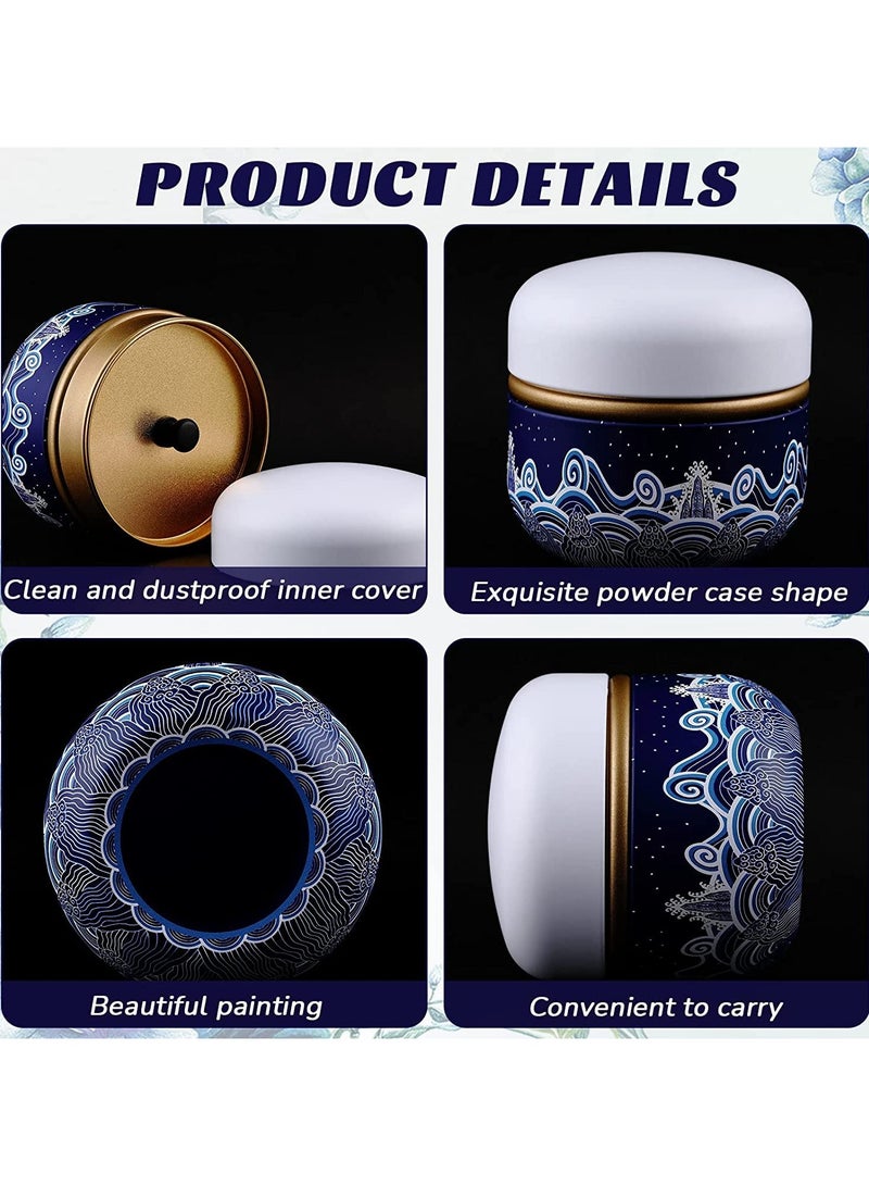 GNAFOTU Body Powder Case with Powder Puff Powder Container Tea Canister for Baby and Adult Body Talcum Powder Tea Box (Blue Sea)  - Image 4