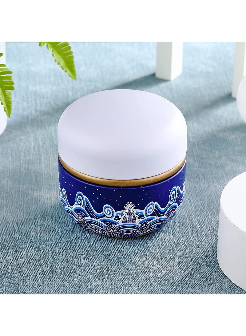 GNAFOTU Body Powder Case with Powder Puff Powder Container Tea Canister for Baby and Adult Body Talcum Powder Tea Box (Blue Sea)  - Image 5