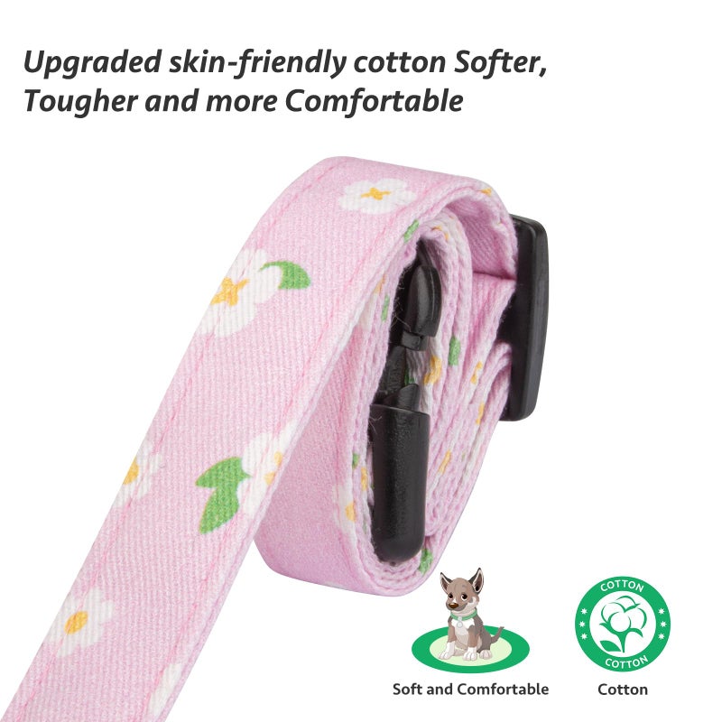 FYEQYAOU Cotton Handmade Dog Collar Cute and Distinctive Patterns Purple Flower with Pendant for Girl Boy Dogs Collars S - Image 4