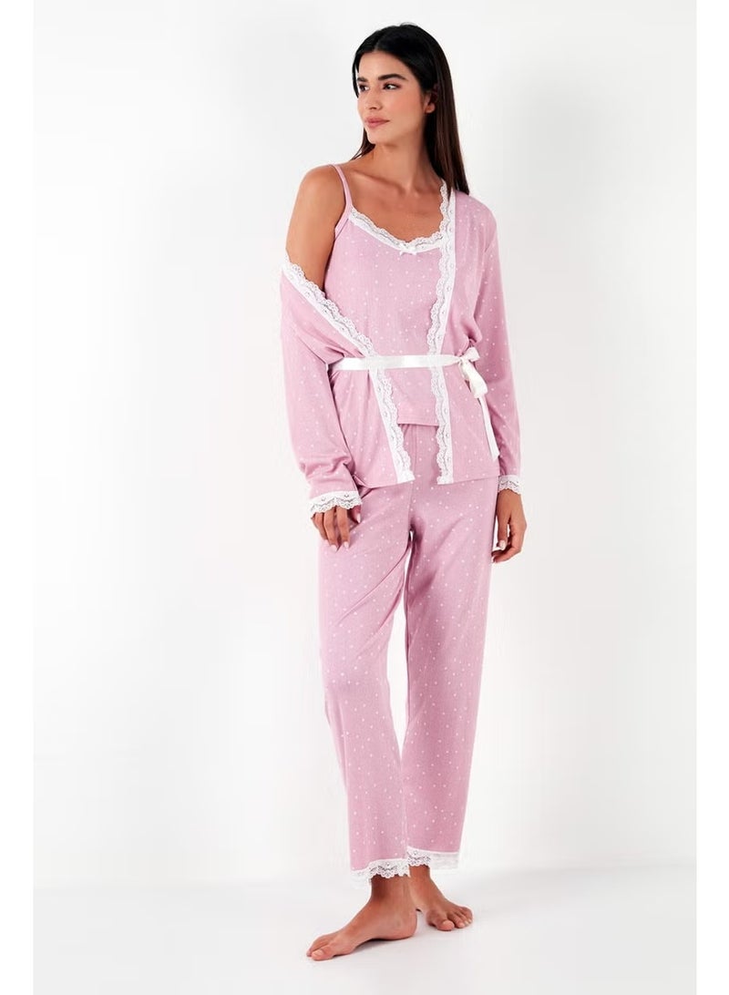 Lela Lace Regular Fit Dressing Gown Rope Strap Pajama Set Women's Pajama Set 65780118 - Image 2