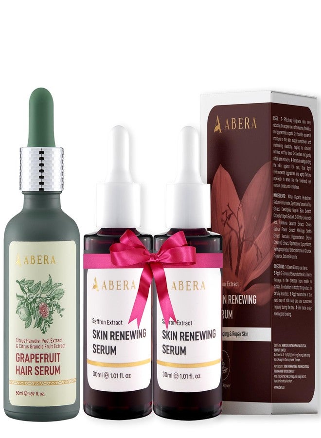 ABERA Renewing Saffron Serum, High-Potency Melasma Treatment for Face, Dark Spot Remover, Anti-Aging Moisturizer with Hyaluronic Acid, Reduce Wrinkles, 2 BOXES + GIFT Grapefruit Hair Regrowth Serum - Image 1
