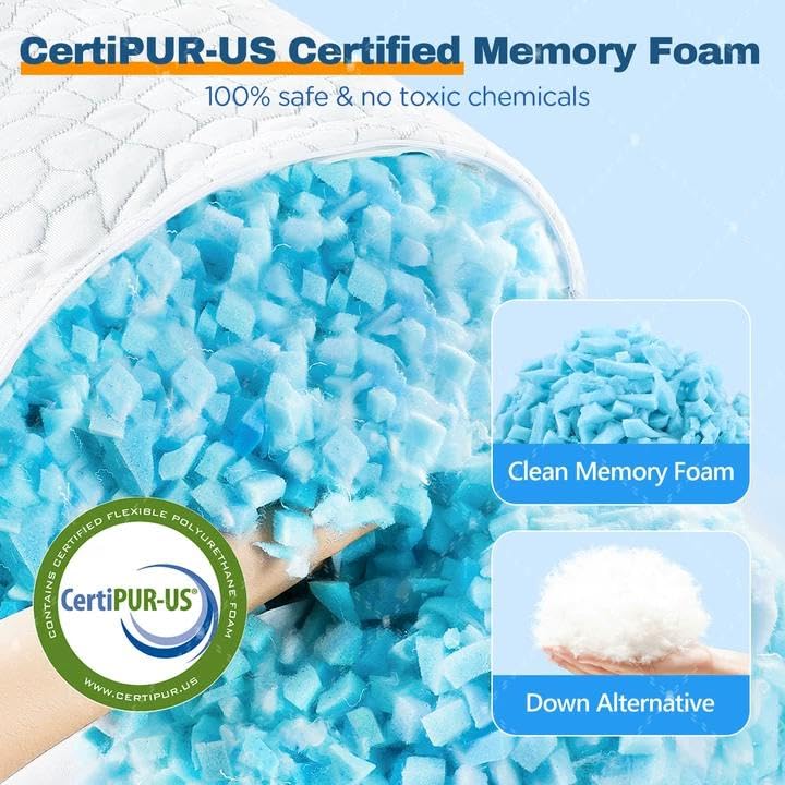 SUPA MODERN Cooling Pillow King Size Set of 2, Adjustable Bed Pillows for Sleeping, Luxury Shredded Memory Foam Side Sleeper Pillows, Firm Cervical Neck Pillow for Side Sleepers Neck Pain-Cool Cervical Pillows - Image 4