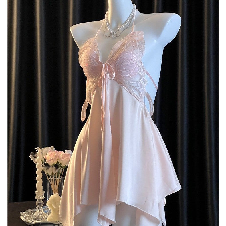 Purple Padded Silk Sleeveless Nightgown - Image 2