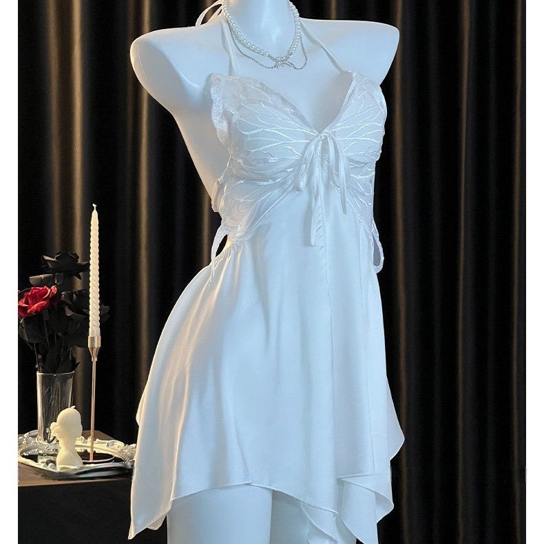 Purple Padded Silk Sleeveless Nightgown - Image 3